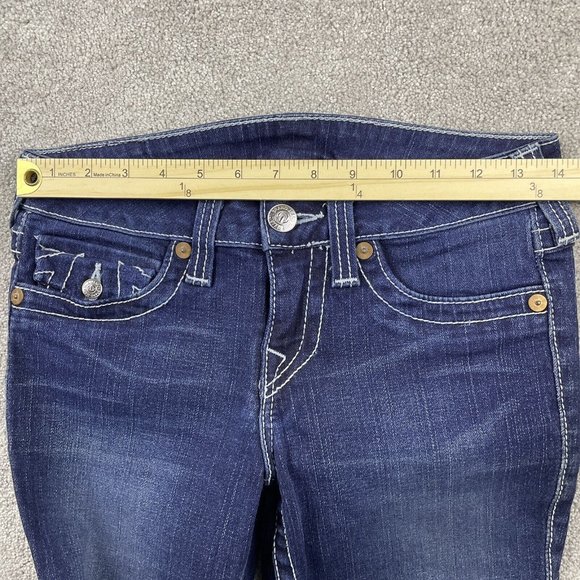 VTG True Religion Becky Low Rise Bootcut Jeans Women's Sz 27 Dark Wash Denim Y2K - Picture 12 of 16